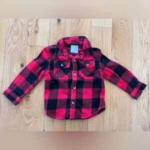 Falls Creek kids red Buffalo plaid button-down shirt, 2T